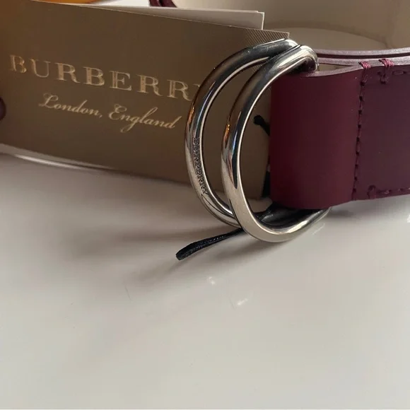 Burberry Double D-Ring Colorblock Leather Belt in Crimson